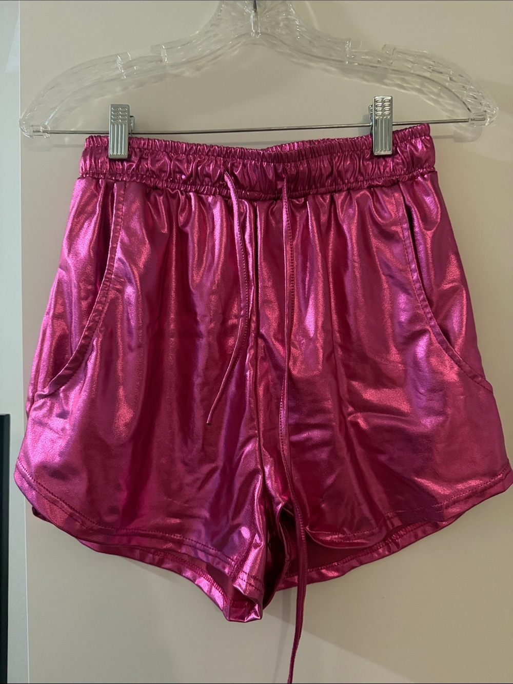 Metallic Hot Pink Women's Athletic Shorts